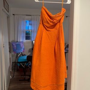 Orange strapless dress